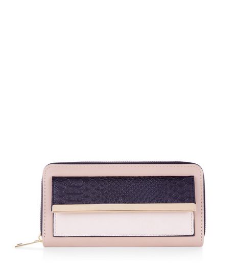 Pink Pocket Front Metal Trim Purse | New Look