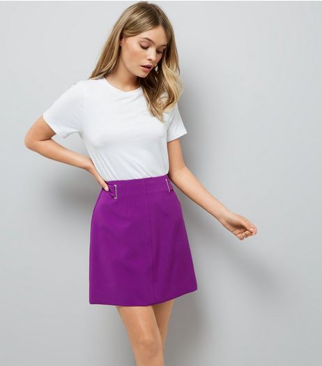 Purple Eyelet Trim Crepe A-Line Skirt | New Look