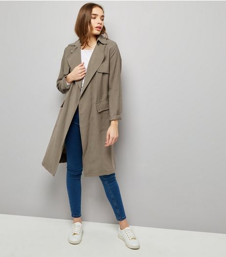 Khaki Soft Belted Military Trench Coat | New Look