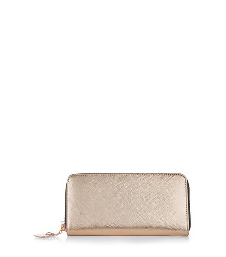 Rose Gold Star Charm Zip Around Purse | New Look