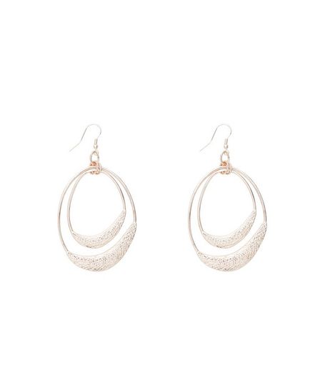 Rose Gold Textured Layered Drop Earrings | New Look