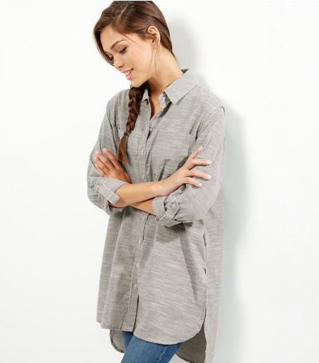 Khaki Side Split Longline Shirt | New Look