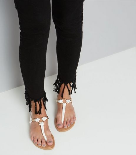 White Metal Ring Toe Post Sandals | New Look