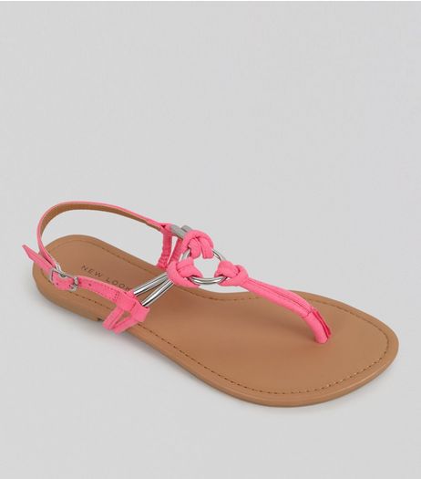Pink Metal Ring Toe Post Sandals | New Look