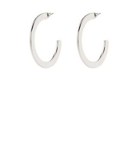 Silver Flat Hoop Earrings | New Look