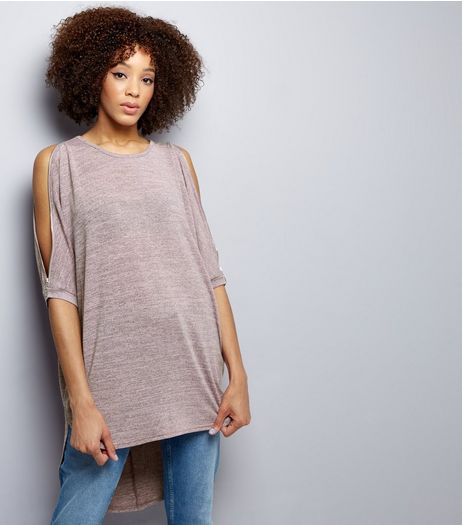 Bright Pink Batwing Sleeve Zip Trim Dip Hem Top | New Look