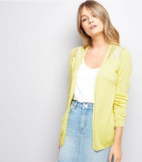 Yellow Lace Back Cardigan | New Look
