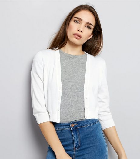 White Cropped Cardigan | New Look