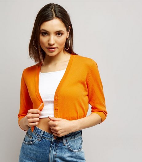 Bright Orange Crew Neck Cardigan | New Look