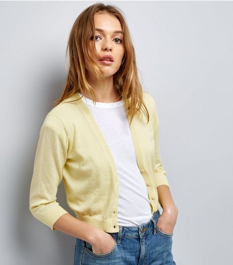 Yellow Crew Neck Cardigan | New Look