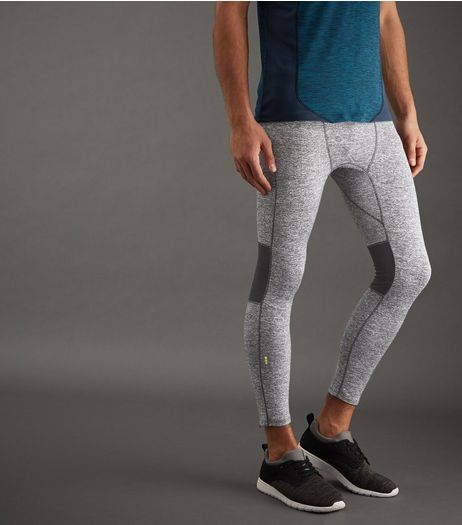 Grey Marl Mesh Panel Running Tights | New Look