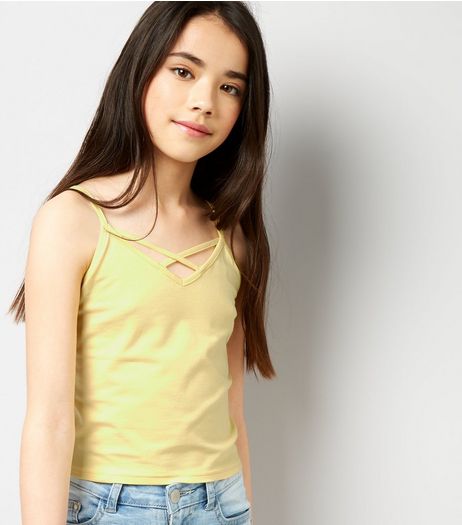 Teens Yellow Cross Strap Front Cami Top | New Look