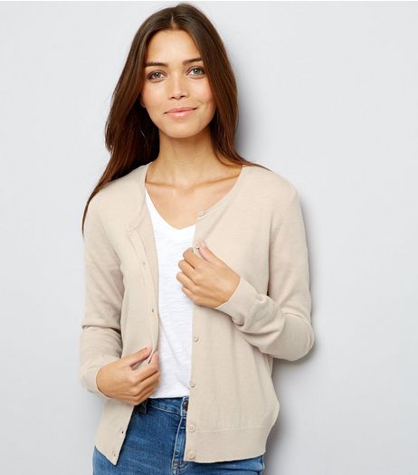 Cream Crew Neck Cardigan | New Look