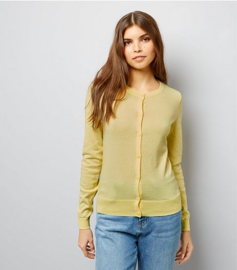 Yellow Crew Neck Cardigan | New Look