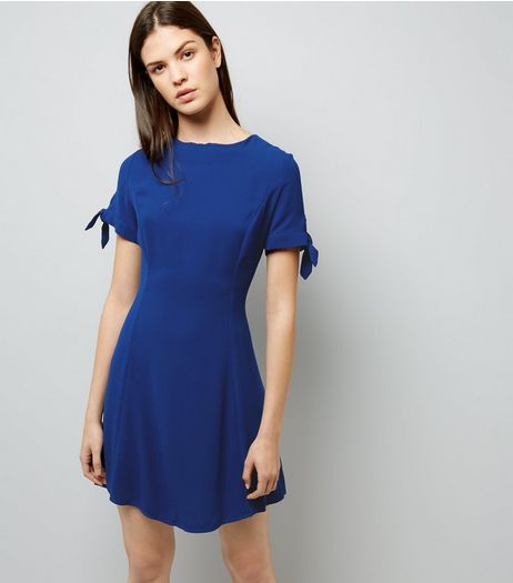 Blue Tie Sleeve Dress | New Look