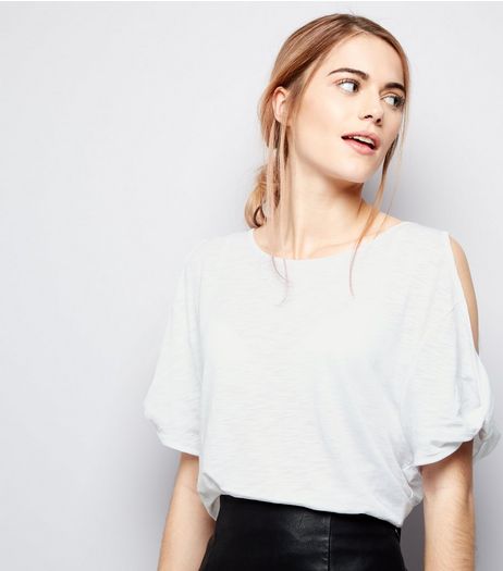 White Twist Cold Shoulder T-Shirt | New Look