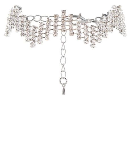 Silver Diamante Zig Zag Bracelet | New Look