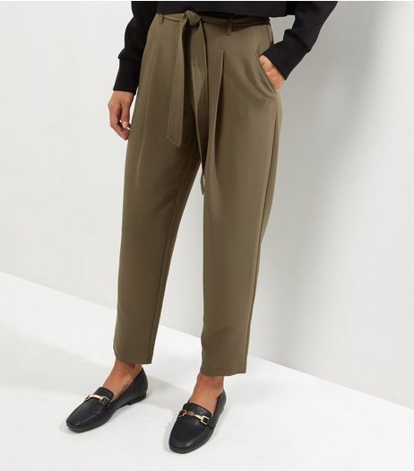 Khaki Tie Waist Trousers | New Look
