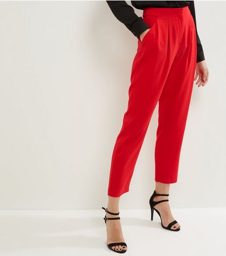 Red Slim Leg Cropped Trousers | New Look