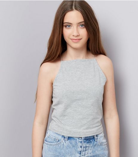 Teens Grey High Neck Cami | New Look