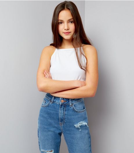 Teens White High Neck Cami | New Look