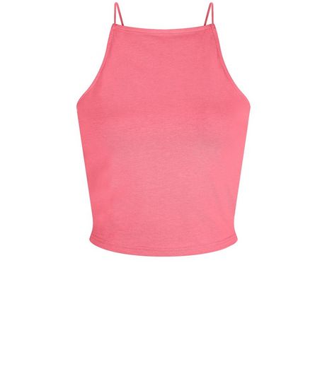 Teens Bright Pink High Neck Cami | New Look