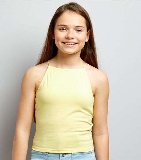 Teens Pale Yellow High Neck Cami | New Look
