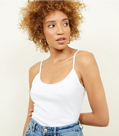 White Shoestring Strap Cami Top | New Look