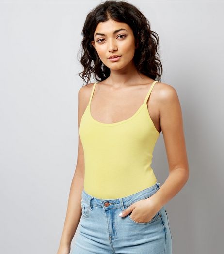 Pale Yellow Shoestring Strap Cami Top | New Look