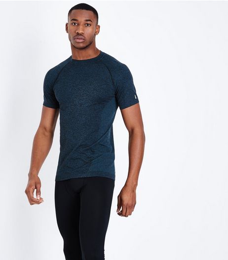 Blue Seamless Short Sleeve Sports T-Shirt | New Look