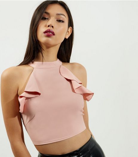 Pink Frill Trim Sleeveless Crop Top | New Look
