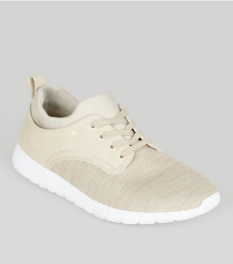 Stone Knitted Contrast Sole Trainers | New Look