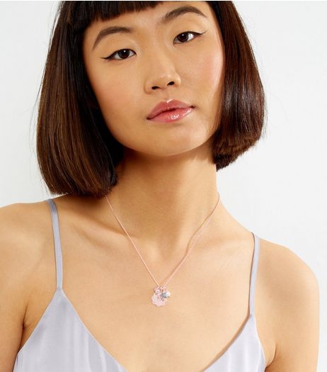 Rose Gold Cluster Charm Pendant Necklace | New Look