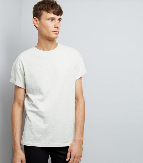 Pale Grey Cotton Rolled Sleeve T-Shirt | New Look