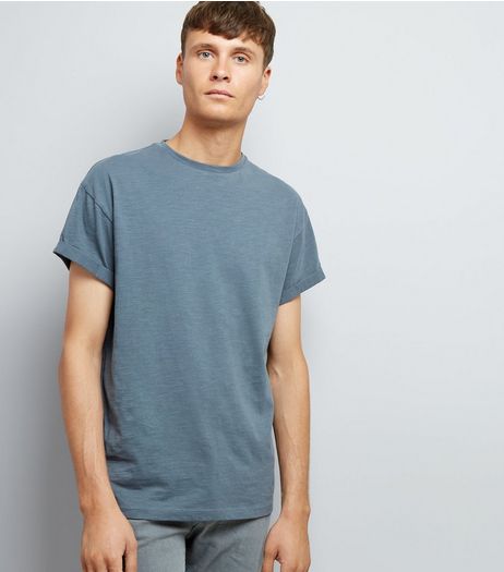 Grey Cotton Rolled Sleeve T-Shirt | New Look