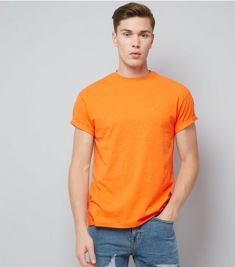 Orange Cotton Rolled Sleeve T-Shirt | New Look