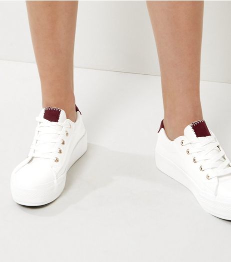 Wide Fit White Contrast Panel Trainers | New Look