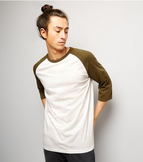Khaki 3/4 Raglan Sleeve T-Shirt | New Look