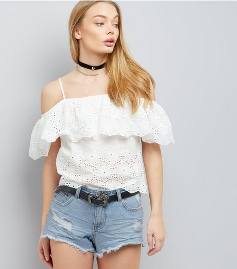 Blue Ripped Fray Hem Denim Hot Pant Shorts | New Look