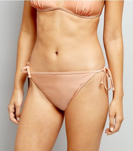 Peach Tie Side Bikini Bottoms | New Look