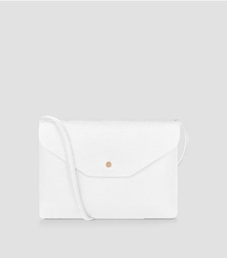 White Leather-Look Foldover Cross Body Bag | New Look