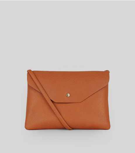 Tan Leather-Look Foldover Cross Body Bag | New Look