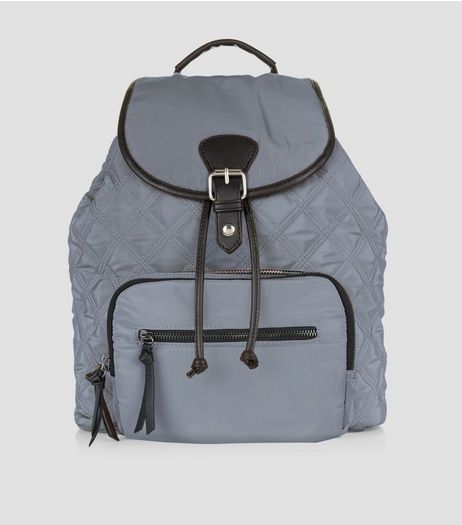 Grey Quilted Backpack | New Look