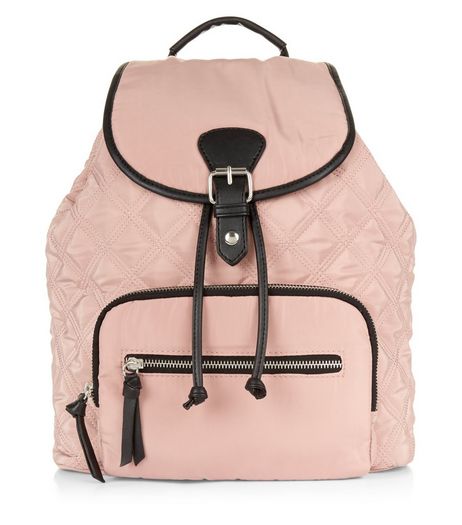 Light Pink Contrast Trim Quilted Backpack | New Look