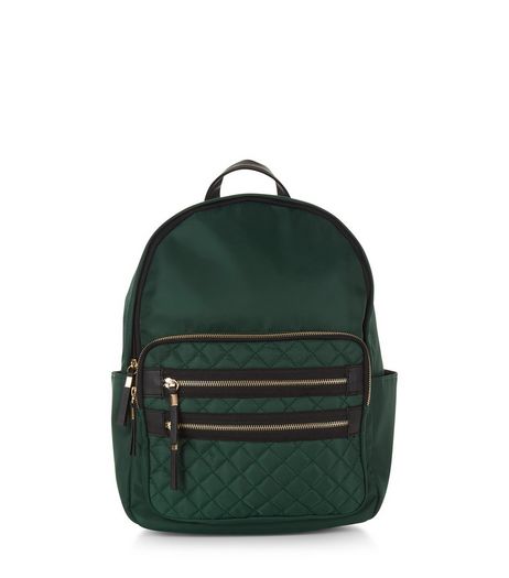 Green Quilted Pocket Front Backpack | New Look
