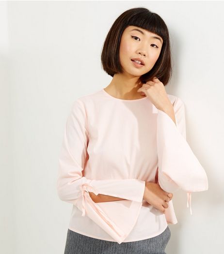 Shell Pink Flared Tie Sleeve Top | New Look
