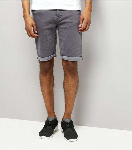 Pale Grey Slim Leg Stretch Denim Shorts | New Look