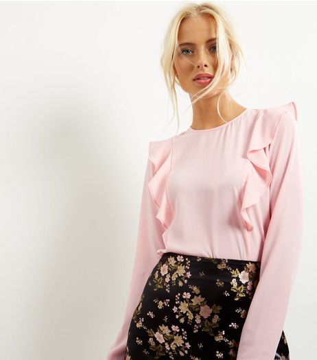 Pink Frill Trim Long Sleeve Shirt | New Look