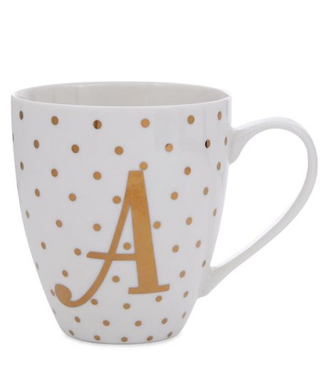 White A Initial Mug | New Look