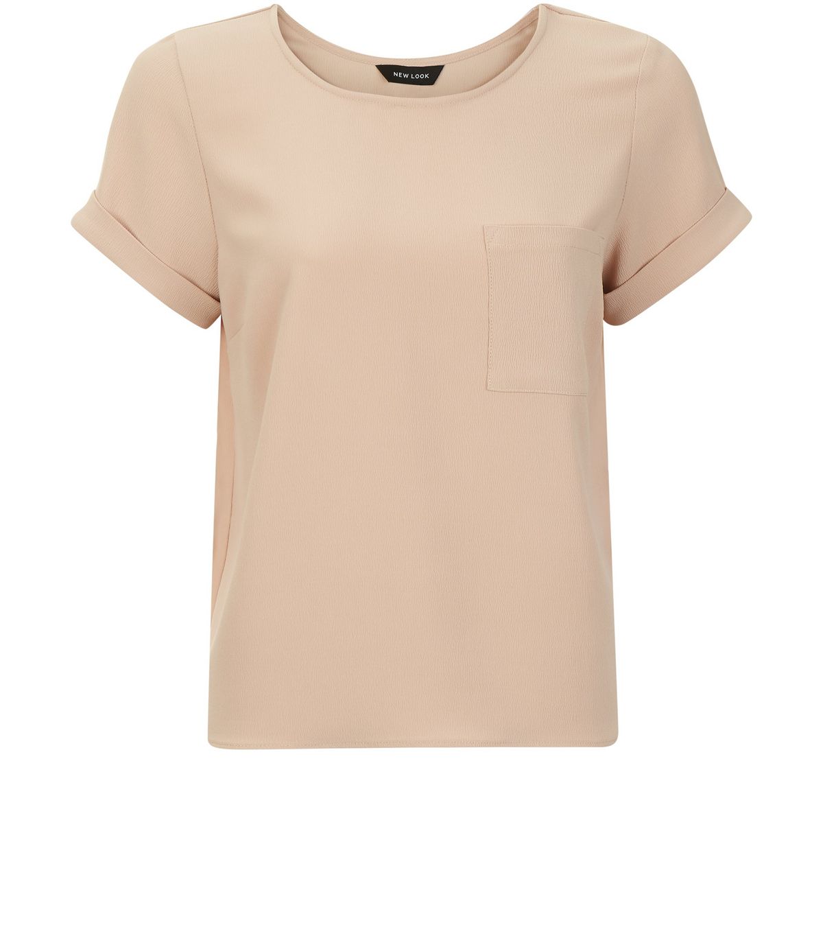 Shell Pink Roll Sleeve Single Pocket Front T-Shirt | New Look